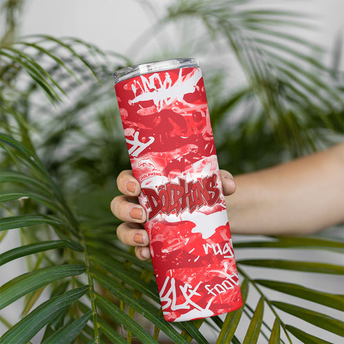 Dolphins Rugby Skinny Tumbler Graffiti Typography Urban Camo Abstract Street Style