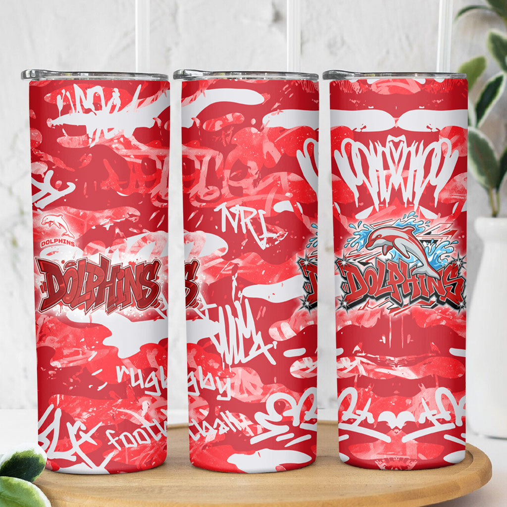 Dolphins Rugby Skinny Tumbler Graffiti Typography Urban Camo Abstract Street Style