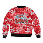Dolphins Rugby Sleeve Zip Bomber Jacket Graffiti Typography Urban Camo Abstract Street Style