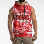Dolphins Rugby Sleeveless Hoodie Graffiti Typography Urban Camo Abstract Street Style