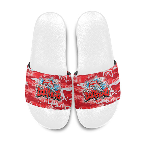 Dolphins Rugby Slide Sandals Graffiti Typography Urban Camo Abstract Street Style