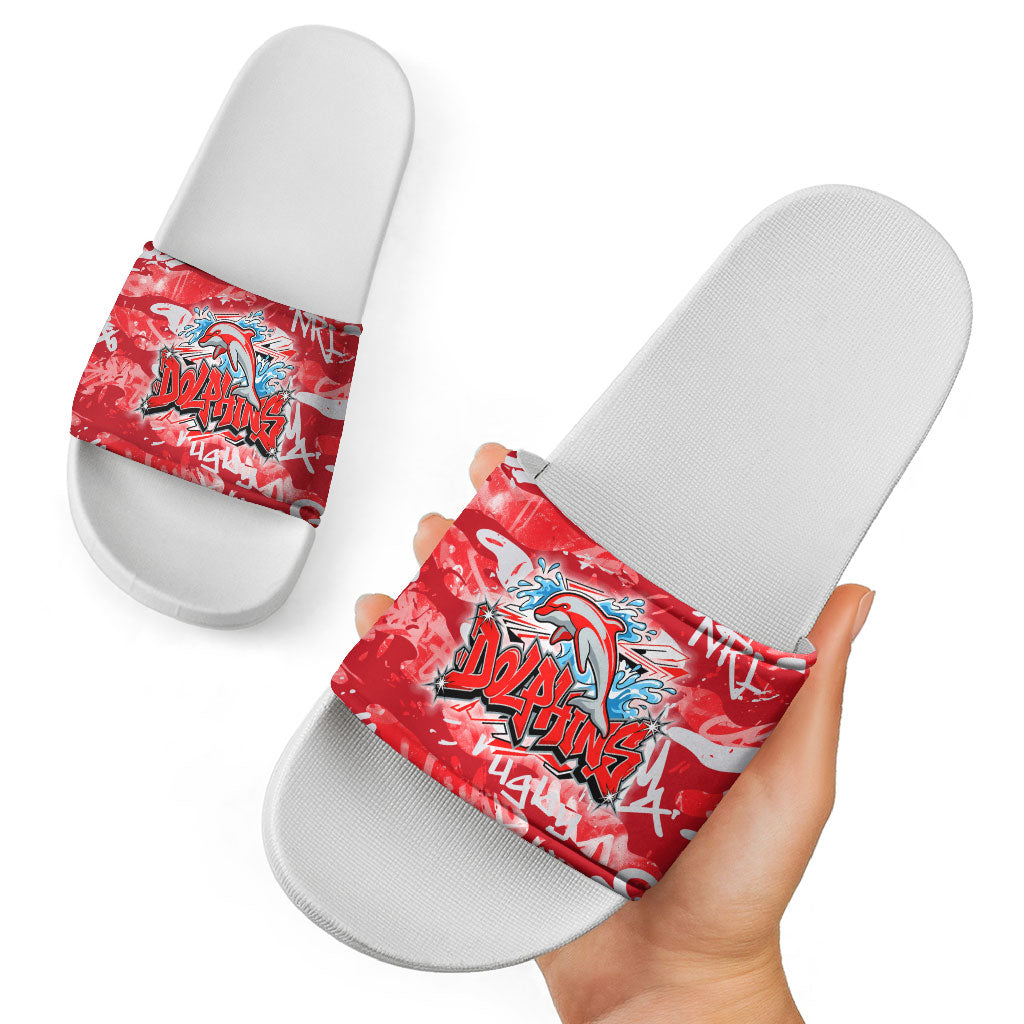 Dolphins Rugby Slide Sandals Graffiti Typography Urban Camo Abstract Street Style