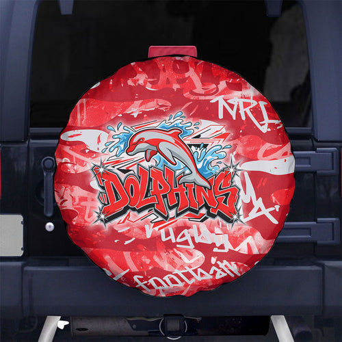 Dolphins Rugby Spare Tire Cover Graffiti Typography Urban Camo Abstract Street Style