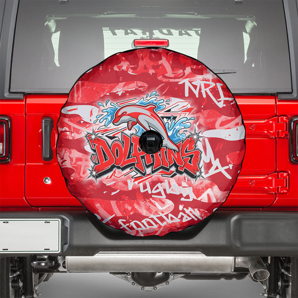 Dolphins Rugby Spare Tire Cover Graffiti Typography Urban Camo Abstract Street Style