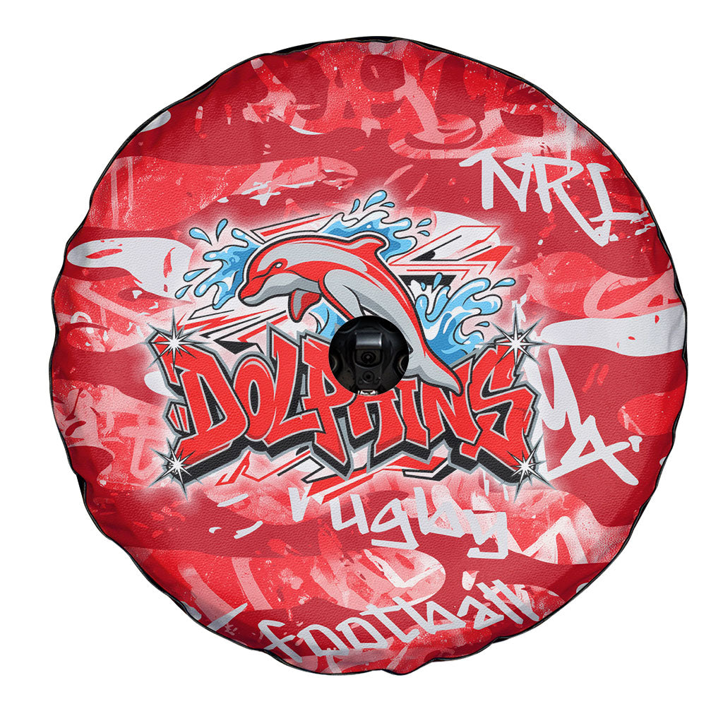 Dolphins Rugby Spare Tire Cover Graffiti Typography Urban Camo Abstract Street Style