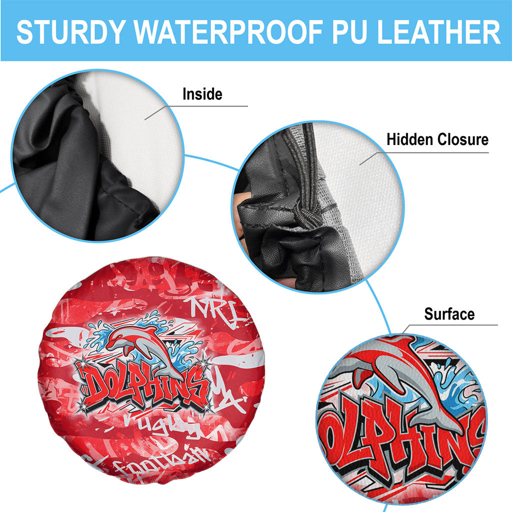 Dolphins Rugby Spare Tire Cover Graffiti Typography Urban Camo Abstract Street Style