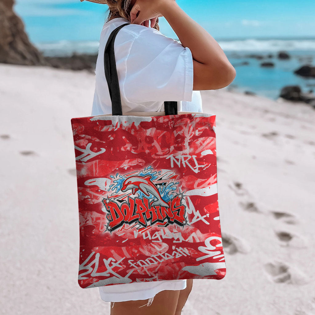 Dolphins Rugby Tote Bag Graffiti Typography Urban Camo Abstract Street Style