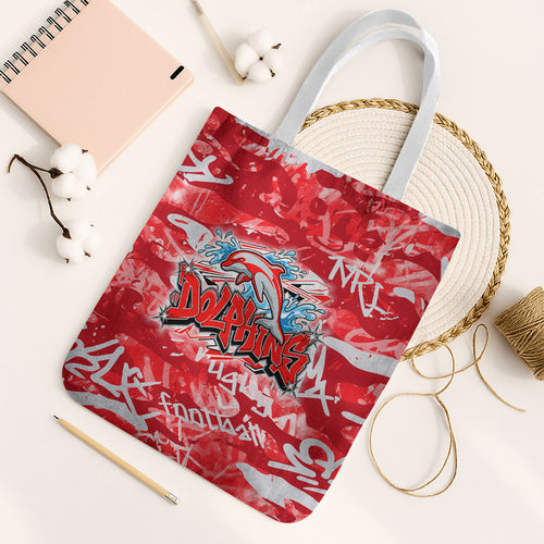 Dolphins Rugby Tote Bag Graffiti Typography Urban Camo Abstract Street Style