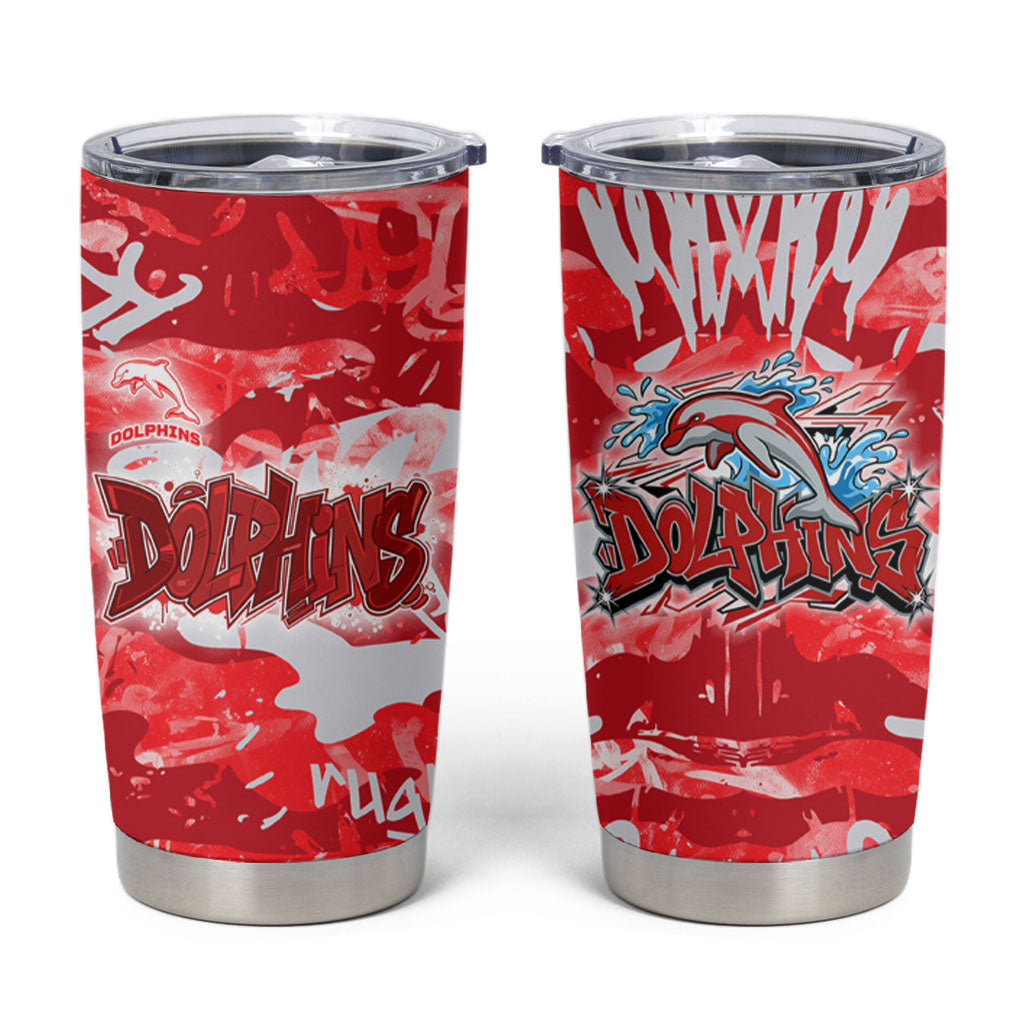 Dolphins Rugby Tumbler Cup Graffiti Typography Urban Camo Abstract Street Style
