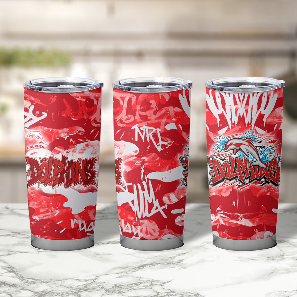 Dolphins Rugby Tumbler Cup Graffiti Typography Urban Camo Abstract Street Style