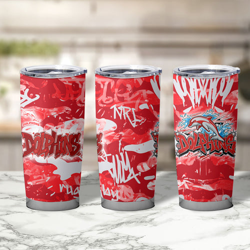 Dolphins Rugby Tumbler Cup Graffiti Typography Urban Camo Abstract Street Style