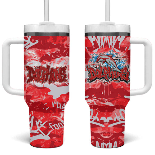 Dolphins Rugby Tumbler With Handle Graffiti Typography Urban Camo Abstract Street Style