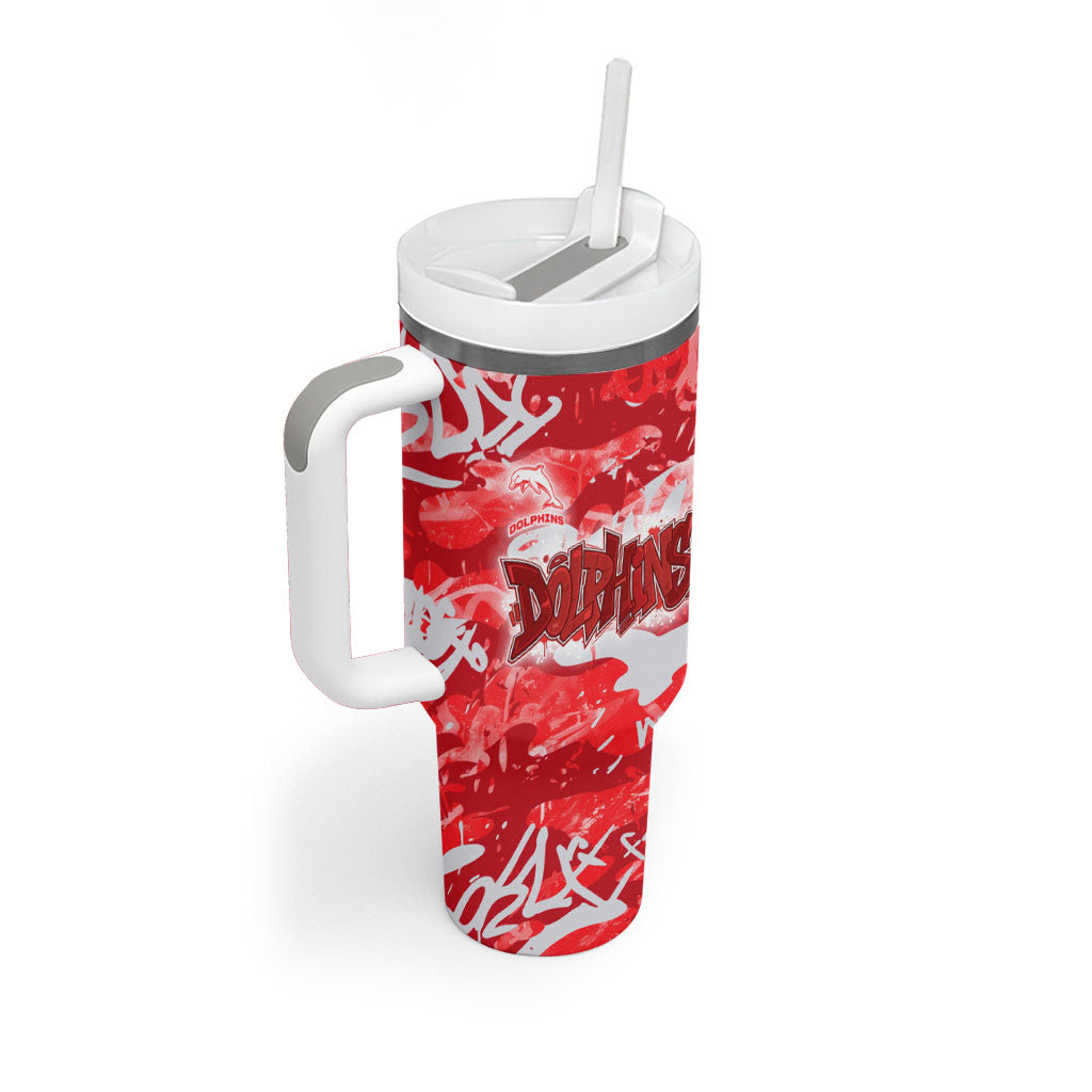Dolphins Rugby Tumbler With Handle Graffiti Typography Urban Camo Abstract Street Style