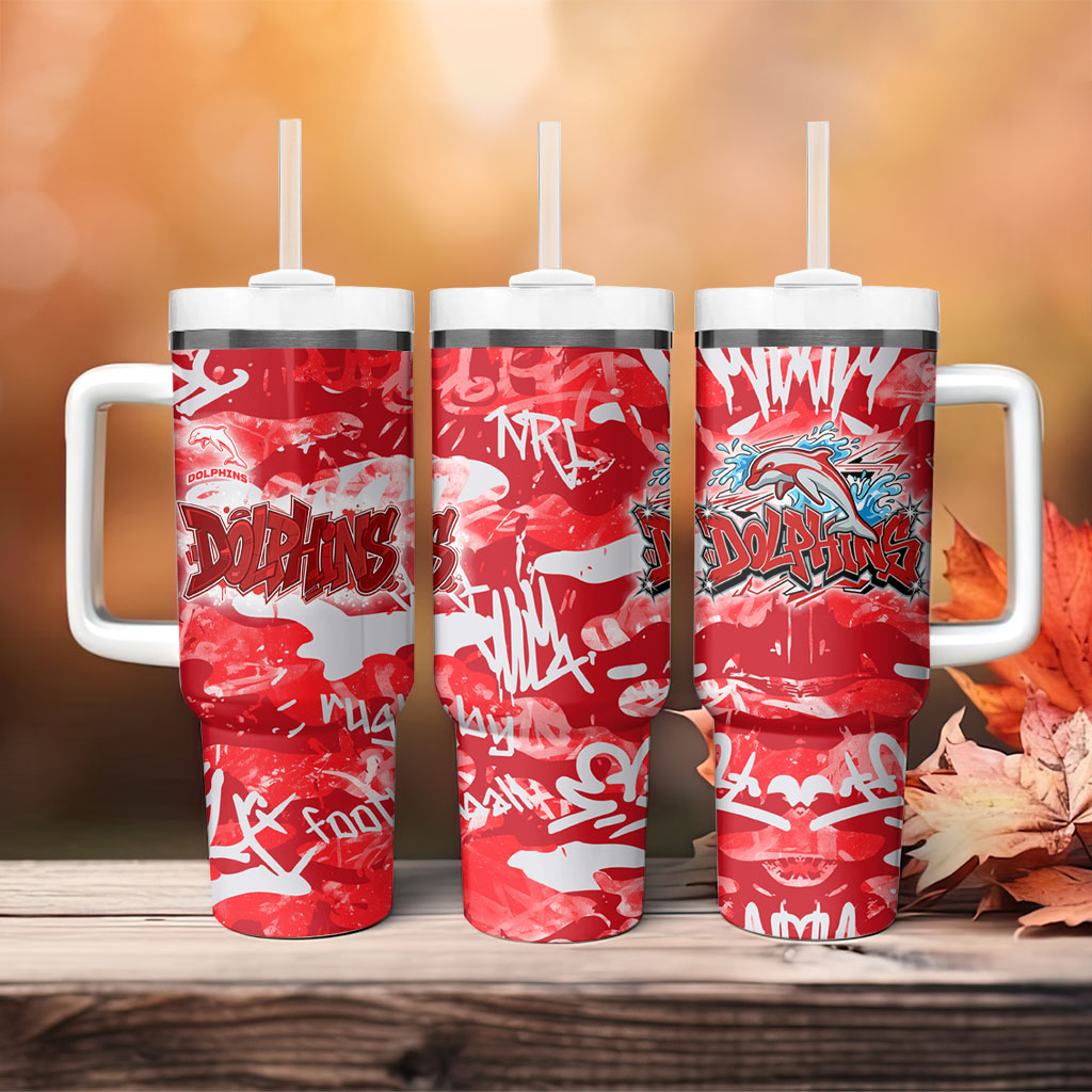 Dolphins Rugby Tumbler With Handle Graffiti Typography Urban Camo Abstract Street Style