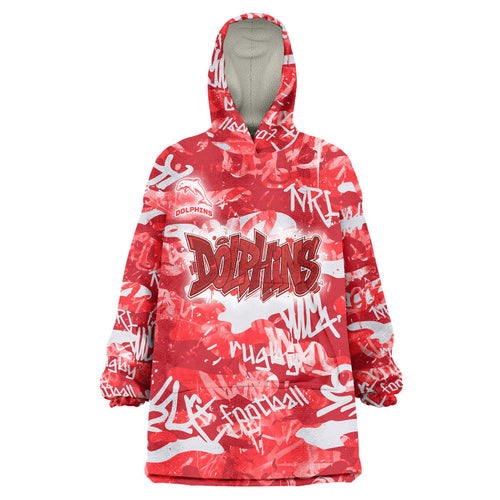 Dolphins Rugby Wearable Blanket Hoodie Graffiti Typography Urban Camo Abstract Street Style