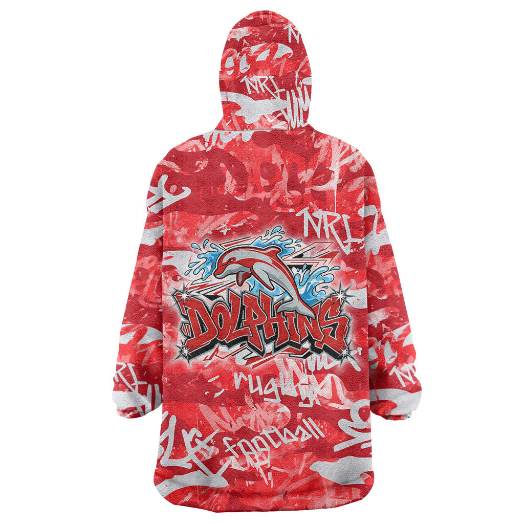 Dolphins Rugby Wearable Blanket Hoodie Graffiti Typography Urban Camo Abstract Street Style