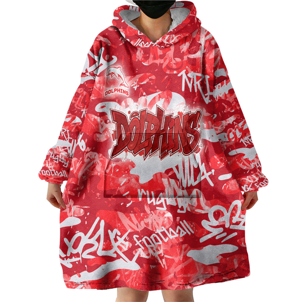 Dolphins Rugby Wearable Blanket Hoodie Graffiti Typography Urban Camo Abstract Street Style