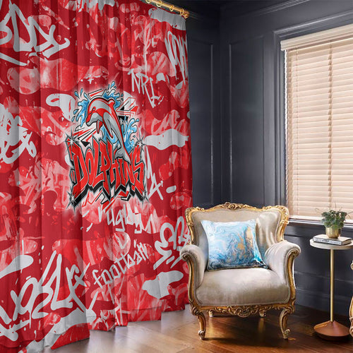 Dolphins Rugby Window Curtain Graffiti Typography Urban Camo Abstract Street Style