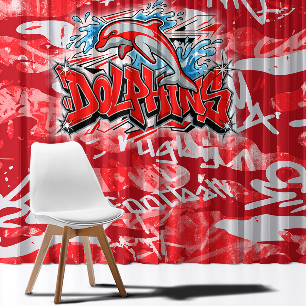 Dolphins Rugby Window Curtain Graffiti Typography Urban Camo Abstract Street Style
