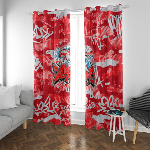 Dolphins Rugby Window Curtain Graffiti Typography Urban Camo Abstract Street Style
