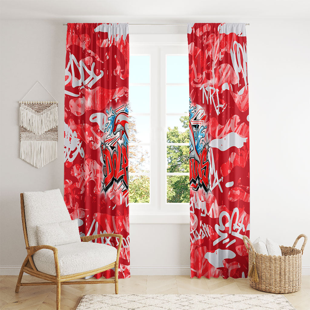 Dolphins Rugby Window Curtain Graffiti Typography Urban Camo Abstract Street Style