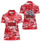 Dolphins Rugby Women Polo Shirt Graffiti Typography Urban Camo Abstract Street Style