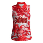 Dolphins Rugby Women Sleeveless Polo Shirt Graffiti Typography Urban Camo Abstract Street Style