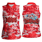 Dolphins Rugby Women Sleeveless Polo Shirt Graffiti Typography Urban Camo Abstract Street Style