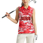 Dolphins Rugby Women Sleeveless Polo Shirt Graffiti Typography Urban Camo Abstract Street Style