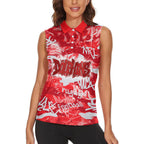 Dolphins Rugby Women Sleeveless Polo Shirt Graffiti Typography Urban Camo Abstract Street Style
