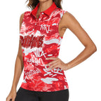 Dolphins Rugby Women Sleeveless Polo Shirt Graffiti Typography Urban Camo Abstract Street Style