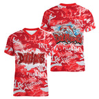 Dolphins Rugby Women V-Neck T-Shirt Graffiti Typography Urban Camo Abstract Street Style