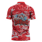 Dolphins Rugby Zipper Polo Shirt Graffiti Typography Urban Camo Abstract Street Style