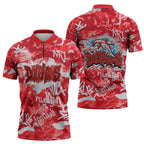 Dolphins Rugby Zipper Polo Shirt Graffiti Typography Urban Camo Abstract Street Style