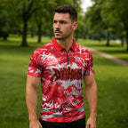 Dolphins Rugby Zipper Polo Shirt Graffiti Typography Urban Camo Abstract Street Style