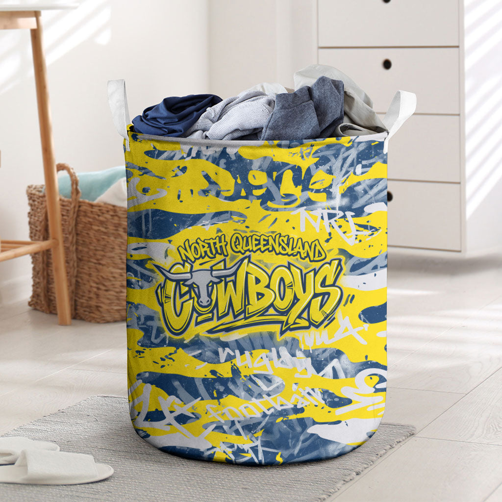 North Queensland Cowboys Rugby Laundry Basket Graffiti Typography Urban Camo Abstract Street Style