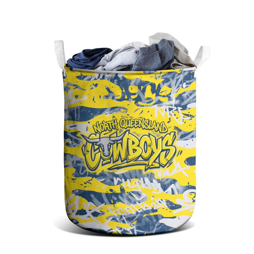 North Queensland Cowboys Rugby Laundry Basket Graffiti Typography Urban Camo Abstract Street Style