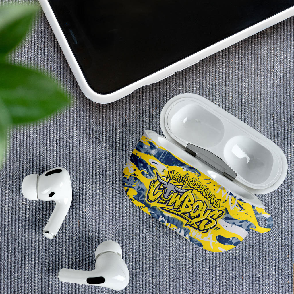 North Queensland Cowboys Rugby AirPods Case Graffiti Typography Urban Camo Abstract Street Style