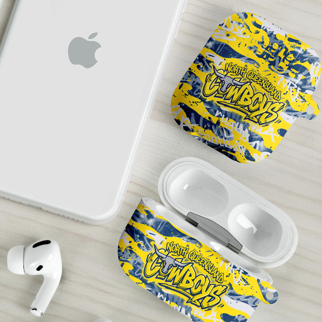 North Queensland Cowboys Rugby AirPods Case Graffiti Typography Urban Camo Abstract Street Style