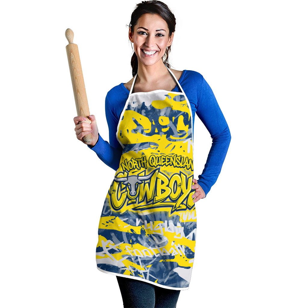 North Queensland Cowboys Rugby Apron Graffiti Typography Urban Camo Abstract Street Style
