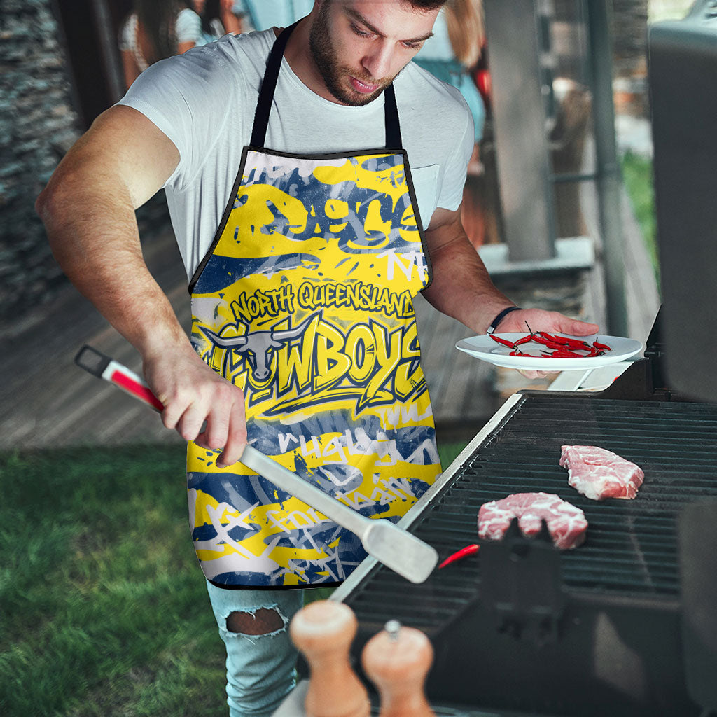 North Queensland Cowboys Rugby Apron Graffiti Typography Urban Camo Abstract Street Style