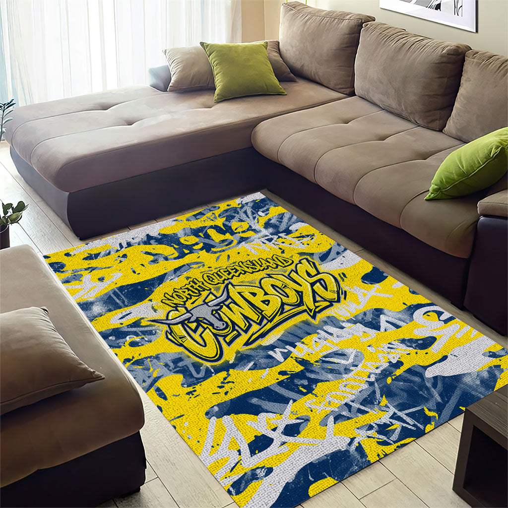 North Queensland Cowboys Rugby Area Rug Graffiti Typography Urban Camo Abstract Street Style