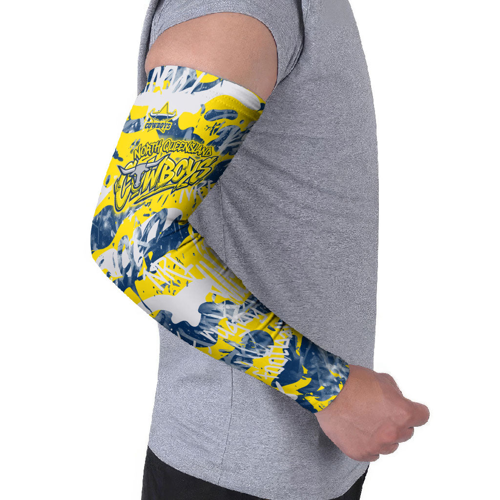 North Queensland Cowboys Rugby Arm Sleeves Graffiti Typography Urban Camo Abstract Street Style