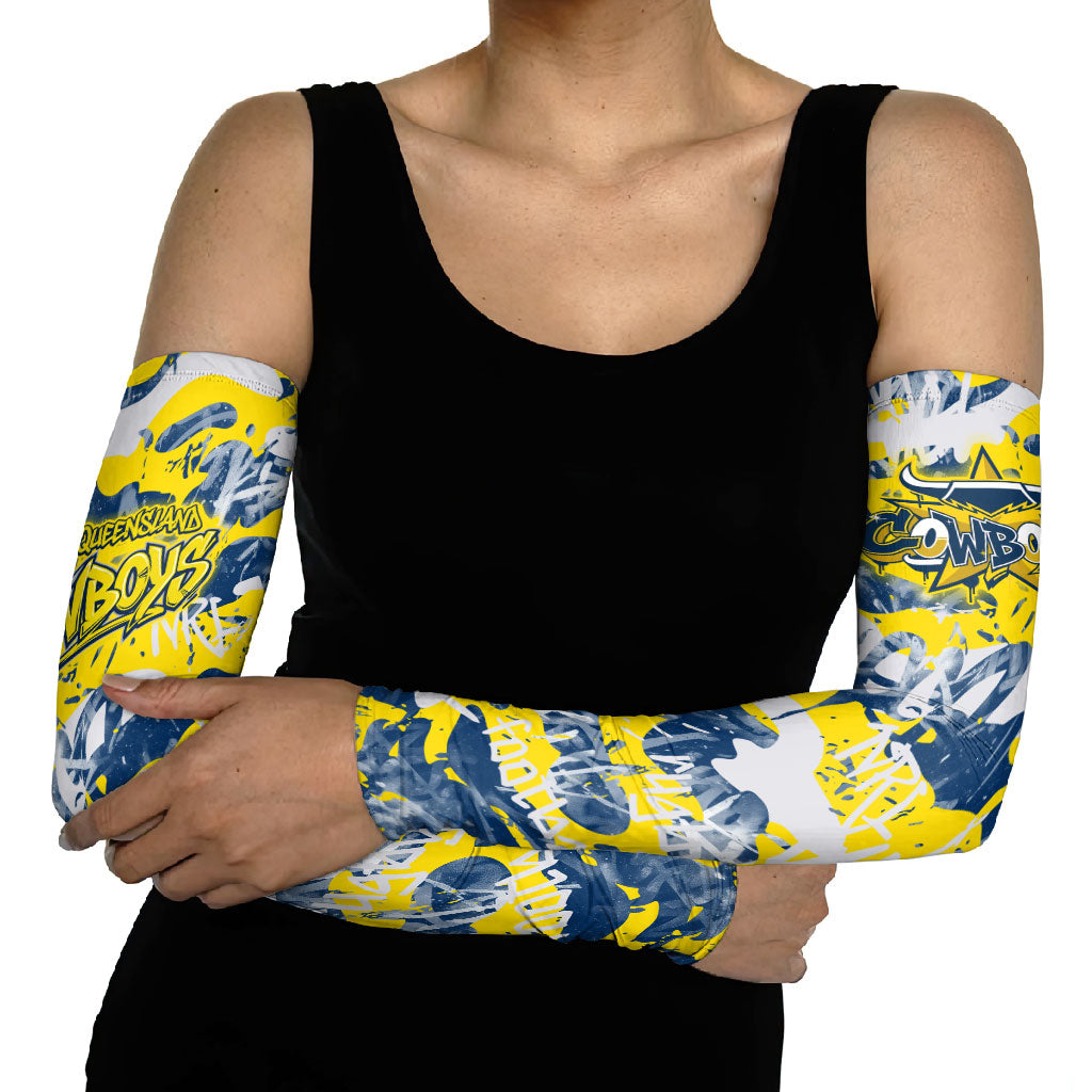 North Queensland Cowboys Rugby Arm Sleeves Graffiti Typography Urban Camo Abstract Street Style