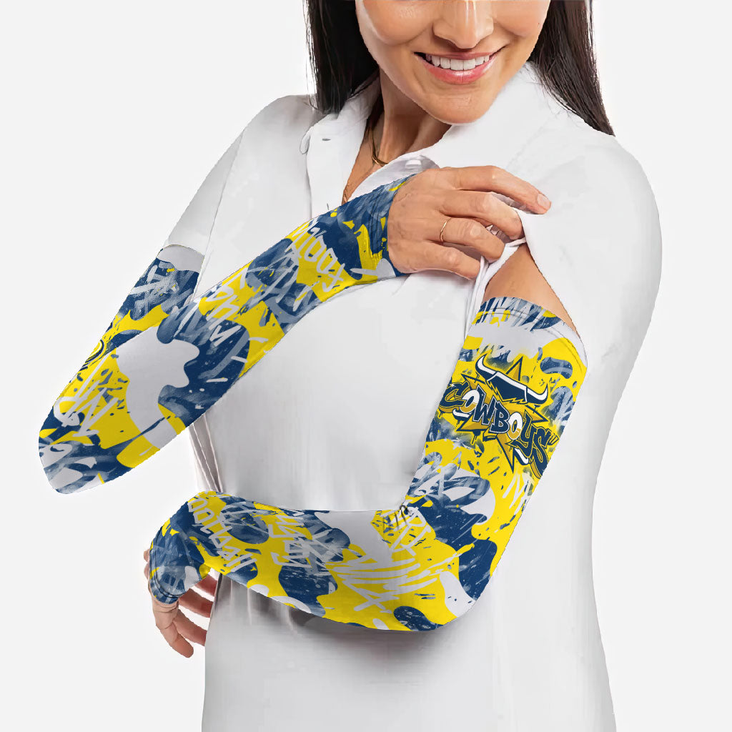 North Queensland Cowboys Rugby Arm Sleeves Graffiti Typography Urban Camo Abstract Street Style