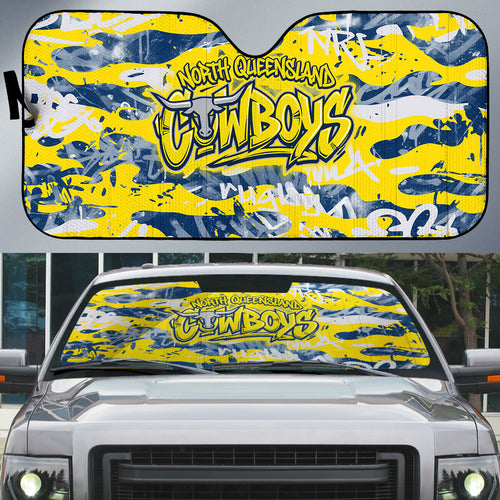 North Queensland Cowboys Rugby Auto Sun Shade Graffiti Typography Urban Camo Abstract Street Style