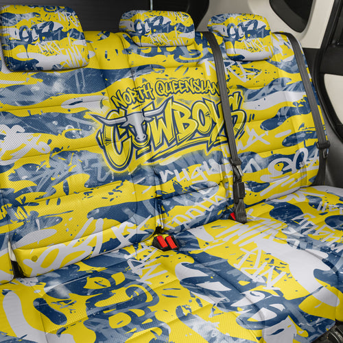 North Queensland Cowboys Rugby Back Car Seat Cover Graffiti Typography Urban Camo Abstract Street Style