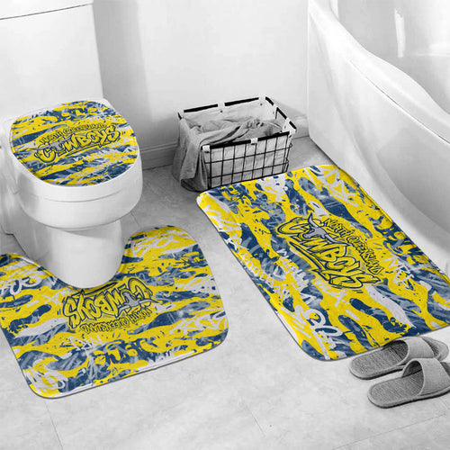 North Queensland Cowboys Rugby Bathroom Set Graffiti Typography Urban Camo Abstract Street Style