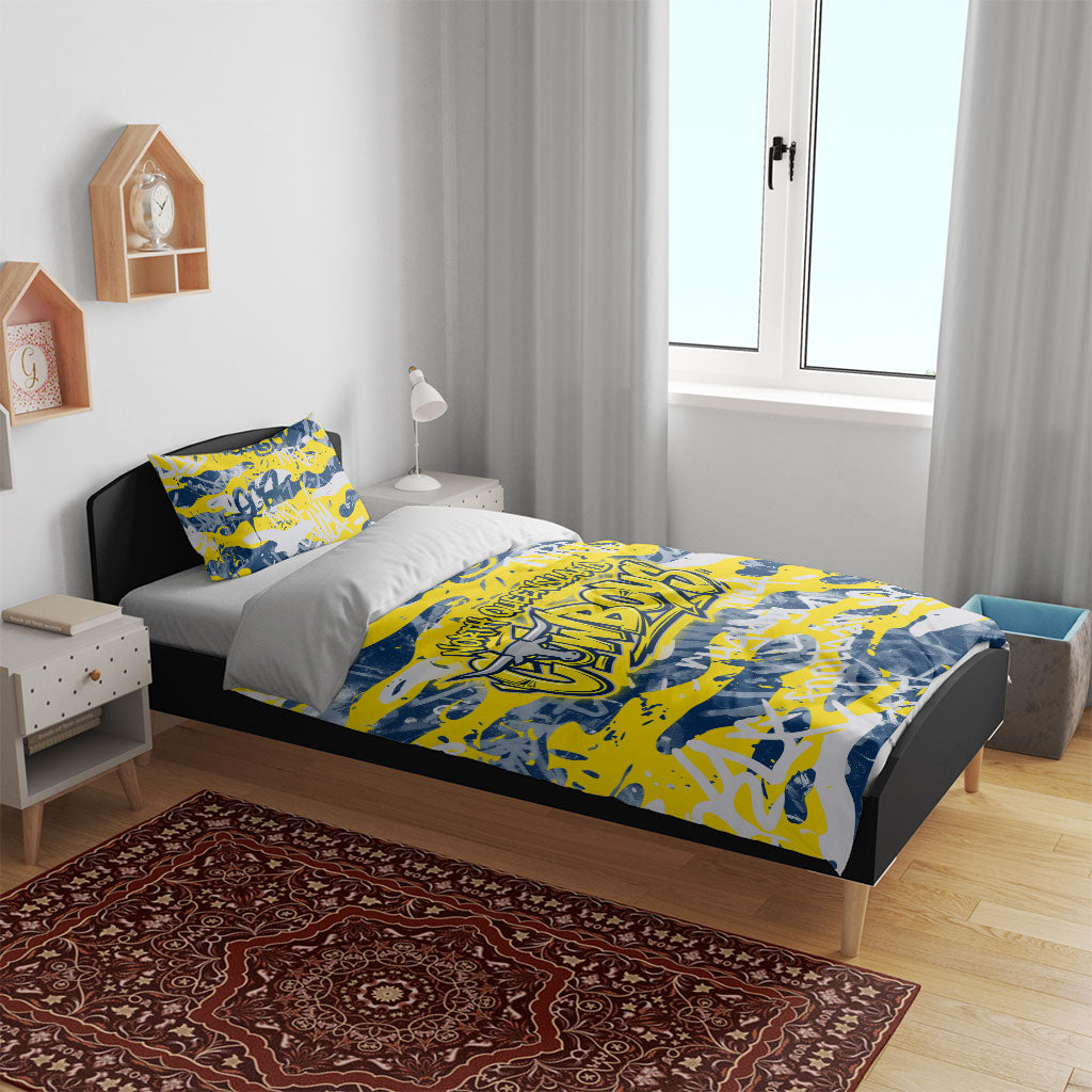 North Queensland Cowboys Rugby Bedding Set Graffiti Typography Urban Camo Abstract Street Style