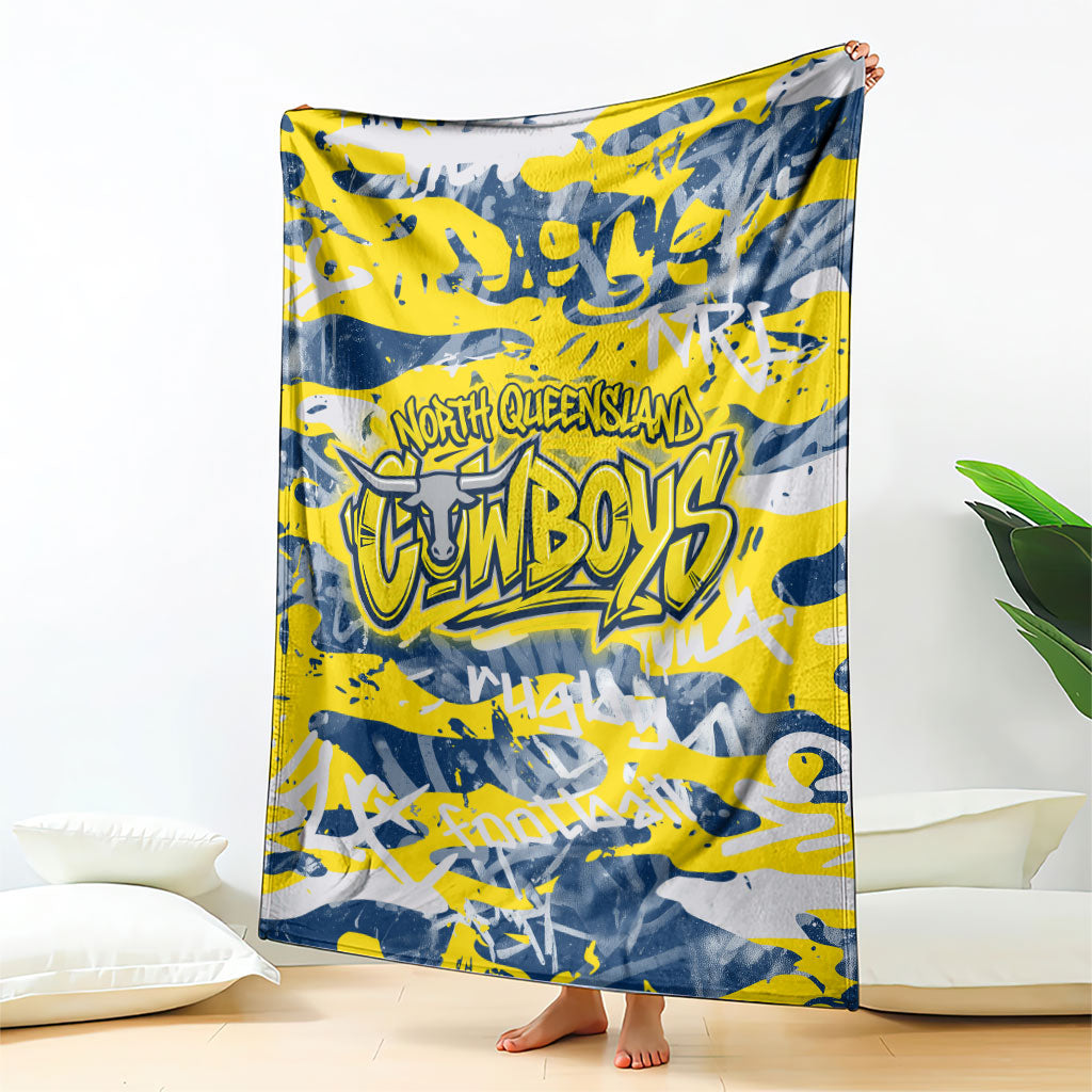 North Queensland Cowboys Rugby Blanket Graffiti Typography Urban Camo Abstract Street Style